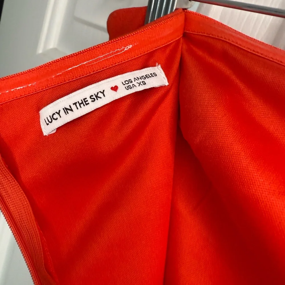 Lucy in the Sky Vibrant Blood Orange Strapless Dress - Picture 5 of 6